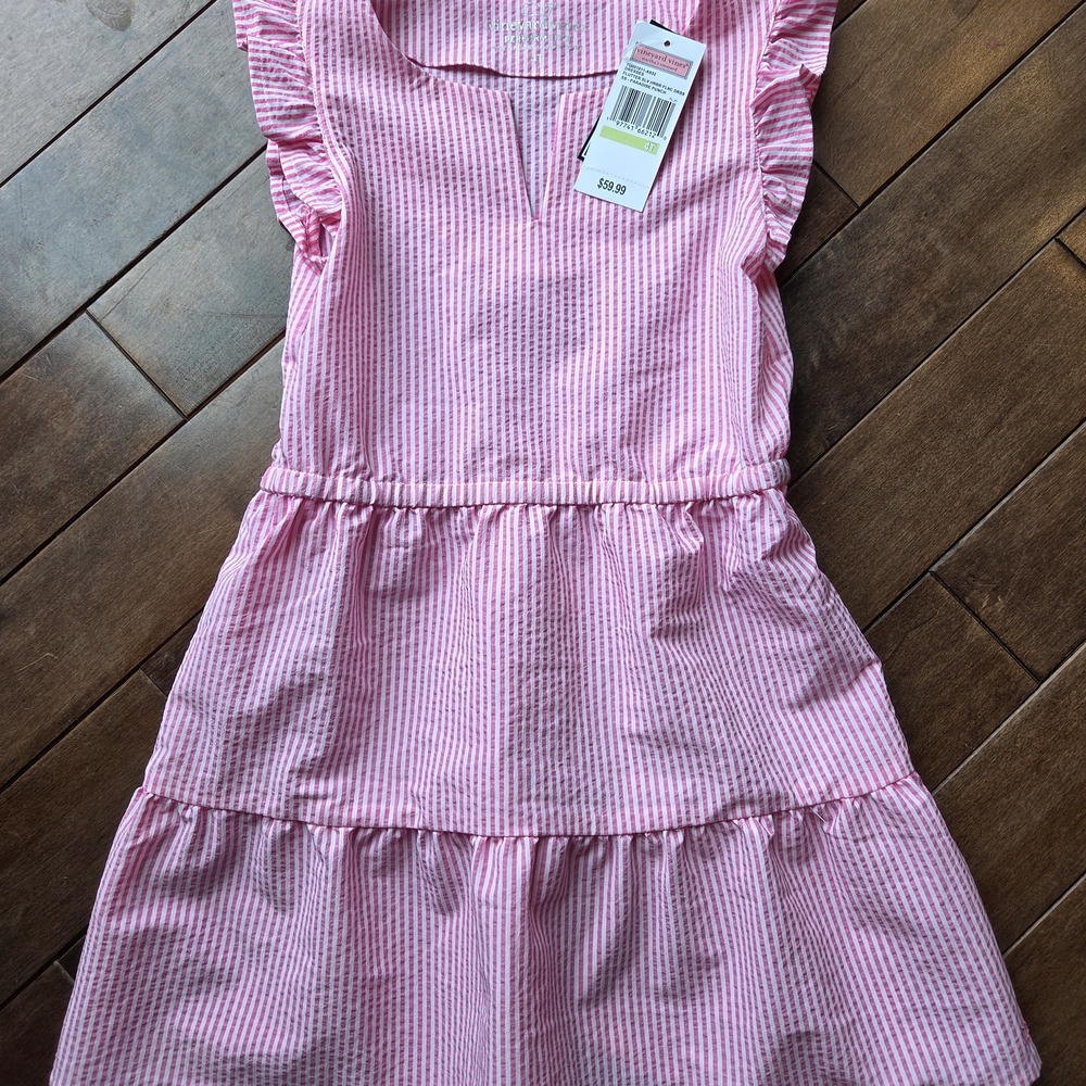 Vineyard Vines Pink and White Striped Kids Dress